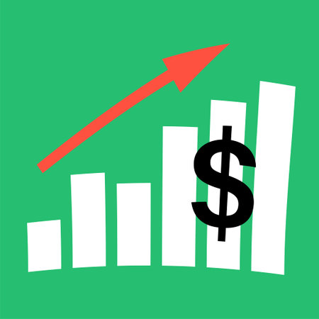 Illustration of a chart of financial growth and successful business. Vector icon