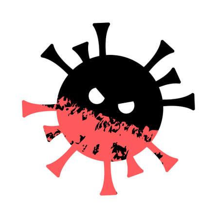 Scary and bloodthirsty coronavirus on a white background. Vector isolated illustration.のイラスト素材