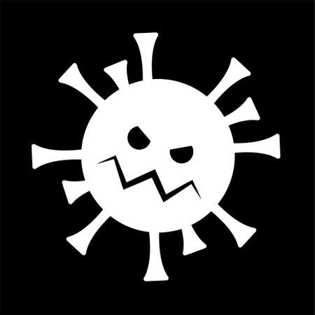 Scary coronavirus on a black background. Vector white illustrationのイラスト素材