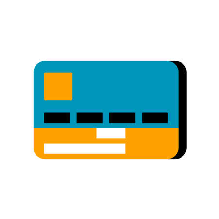 Flat illustration of a bank card on a white background. Vector isolated icon. Money transactions, purchases and transfersのイラスト素材