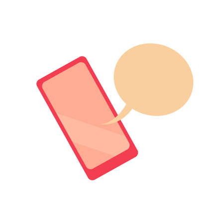 Red smartphone with dialogue bubble. Place for your text. Vector isolated flat illustrationのイラスト素材