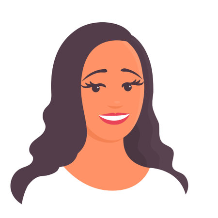 Young beauty girl with a happy smile on her face. Vector cartoon illustration on white background