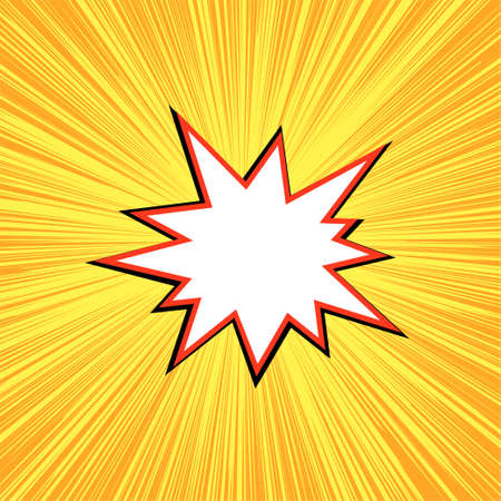 Explosion flash in pop art style. Template with blank space. Vector cartoon illustration on a yellow backgroundのイラスト素材