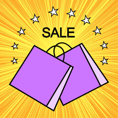 Female shopping bags. Shopping, sale and discount concept. Vector flat illustrationのイラスト素材