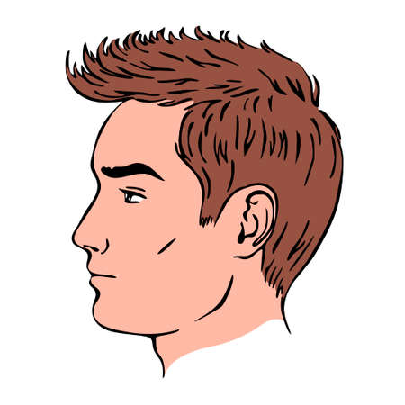 Drawn profile portrait of a young manのイラスト素材