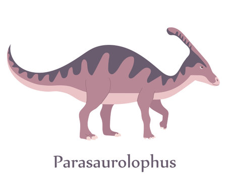 Illustration of an ancient lizard parasaurolophus with a hornのイラスト素材