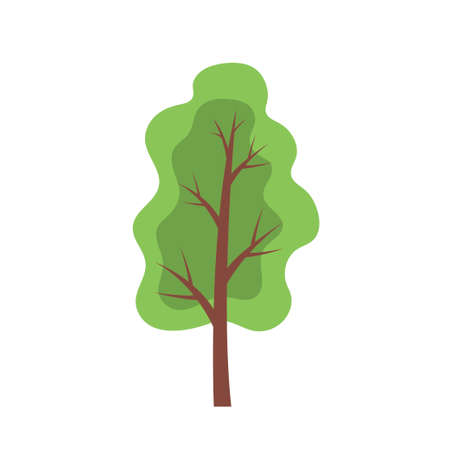 Flat illustrations of tree with green foliageのイラスト素材