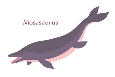 llustration prehistoric underwater dinosaur mosasaurus with finsのイラスト素材