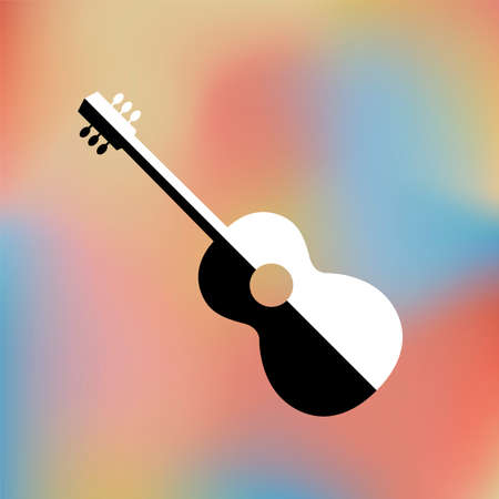 classical guitar. Stringed musical instrument. cover design. Abstract illustration on a color background.の写真素材
