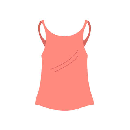 Women red summer t-shirt. shopping and sales. Fashion and women wardrobe. Beautiful casual wear. Design template underwear clothes. Vector illustration isolated on white backgroundのイラスト素材