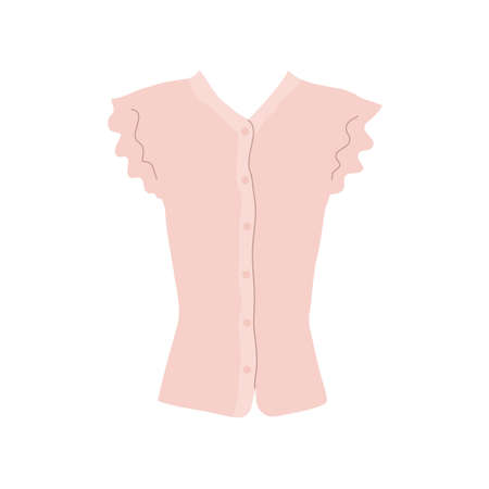Women short sleeve blouse. Fashion and women wardrobe. summer season. Beautiful casual wear. shopping and sales. design template. Vector flat illustration isolated on white backgroundのイラスト素材