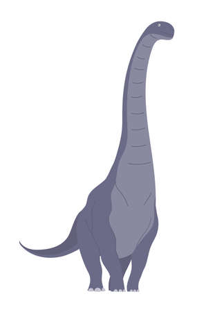 Big alamosaurus with a long neck and tail. Herbivorous dinosaur sauropod of the Jurassic period. Prehistoric lizard. Vector cartoon illustration isolated on a white backgroundのイラスト素材