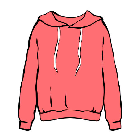 Pink female sports jacket with a hood. fashionable clothing. beauty and fashion. clothing design. Modern women wardrobe. active lifestyle. Vector art illustration isolated on white backgroundのイラスト素材