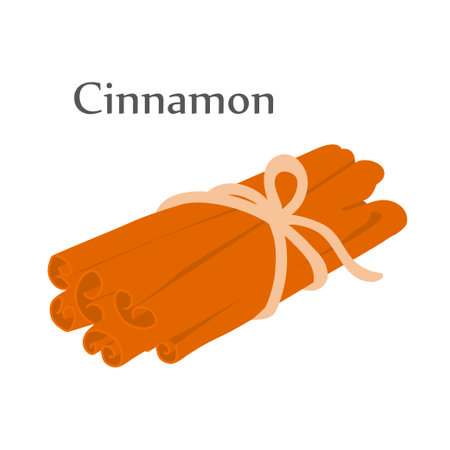 Aromatic spice cinnamon. Ingredient for cooking. Brown herb isolated on white background. flat vector illustrationのイラスト素材
