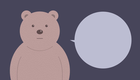 Cartoon kind bear. Talking bubble. character for children. forest wild animal. Vector isolated animal illustrationのイラスト素材