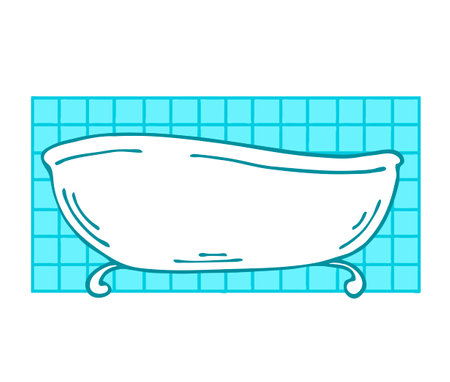 sketch bath on a white background. Bathroom for hygiene, health relaxation. Vector isolated illustration. hand drawn outlineのイラスト素材