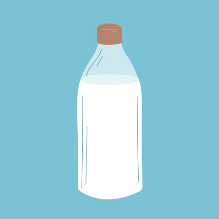 Bottle of white cow milk. fresh drink. Dairy natural product. healthy eating. Flat vector isolated illustrationのイラスト素材