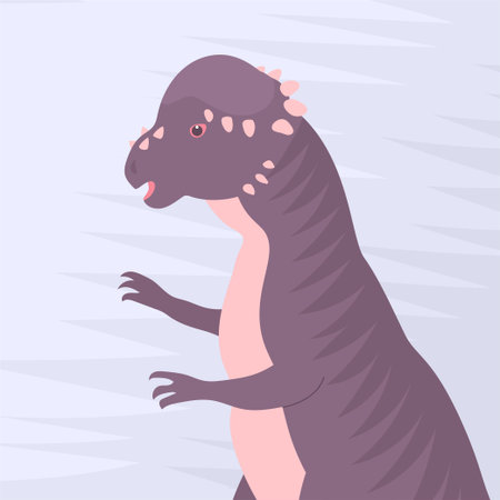 Ancient pangolin pachycephalosaurus. Strong head forehead. Herbivorous dinosaur of the Jurassic period. Vector cartoon illustrationのイラスト素材