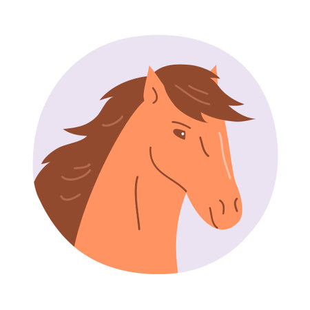 White domestic horse. horse head. A beautiful elegant animal with a mane and hooves. Sport and hippodrome. cartoon vector illustrationのイラスト素材