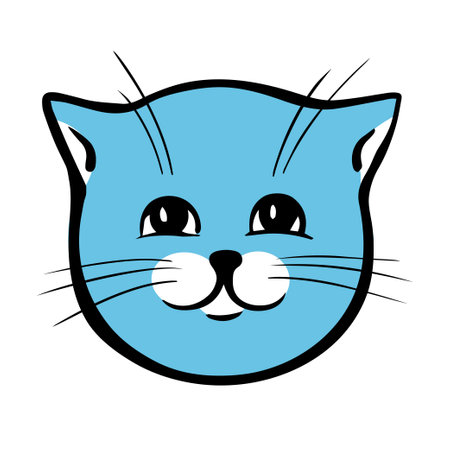 Head tabby kitten. Portrait cat. Home pet. Cartoon vector illustration isolated on white background. Hand drawn outlineのイラスト素材