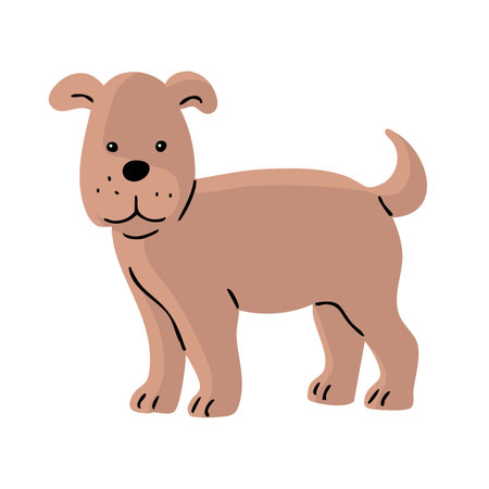 Cute dog. A pet is a friend. Little cheerful puppy. Animal character. Cartoon vector illustration isolated on white backgroundのイラスト素材