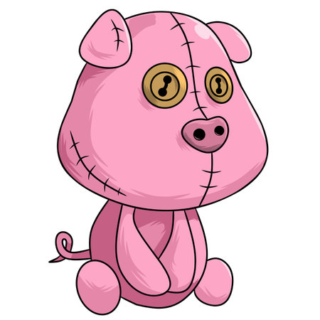 Cute pink pig doll vector image, animals doll collection, doll collectionのイラスト素材