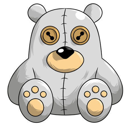 Cute white polar bears doll vector image, animal doll collection, doll vector collectionのイラスト素材