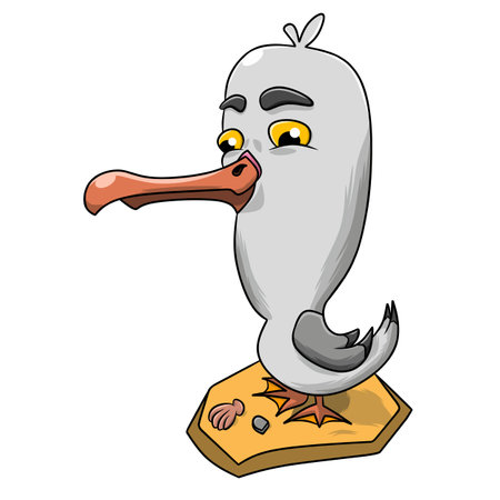 Cartoon seagull. Vector illustration of a seagull.のイラスト素材