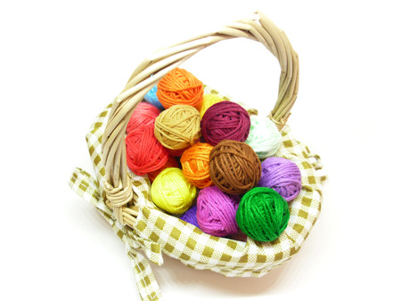 Baskets and woolの写真素材