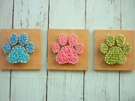 String art of dog footprintsの写真素材