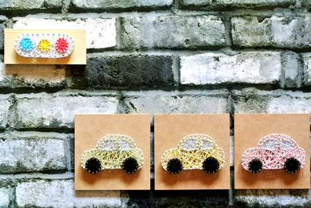 String art traffic signals and carsの写真素材