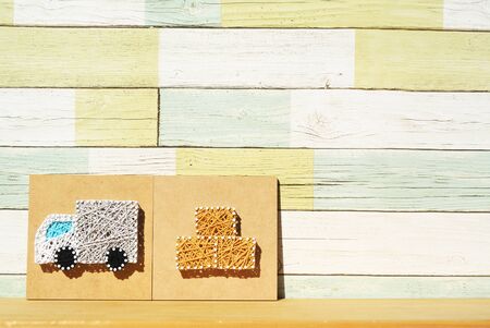 Track-corrugated cardboardの写真素材