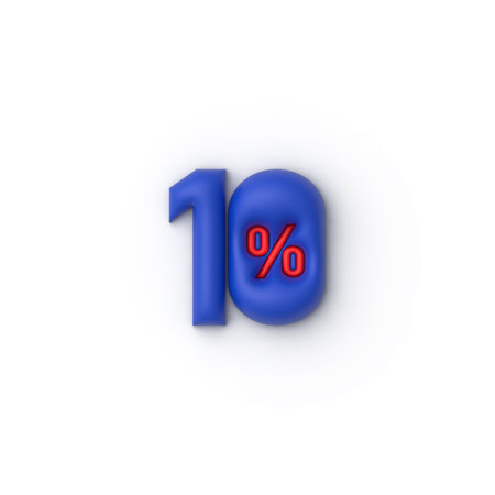 Blue 10 Percent off 3d Sign on White Background, Special Offer 10% Discount Tag, Sale Up to 10 Percent Off, big offer, Sale, Special Offer Label, Sticker, Tag, Bannerのイラスト素材