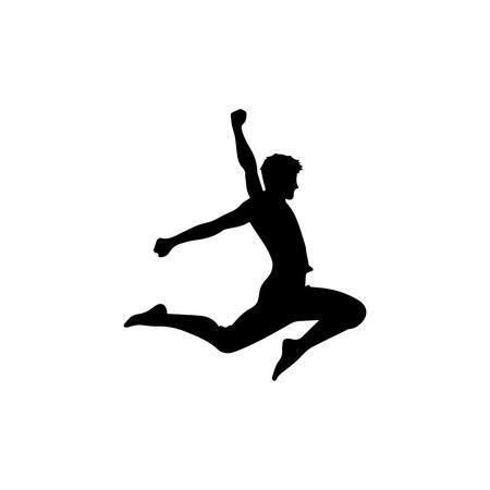 Silhouette of a man jumping in the air. Vector illustration.のイラスト素材