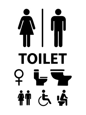 Toilet sign. Toilet icon on white background. Vector illustration.のイラスト素材
