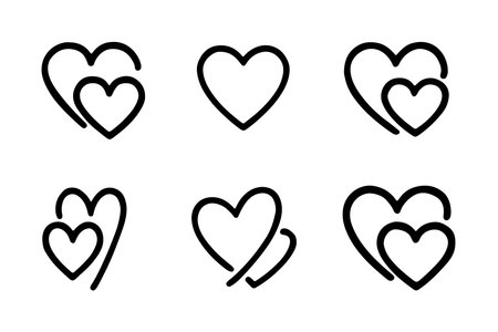 Set of hearts icons. Vector illustration in doodle style.のイラスト素材