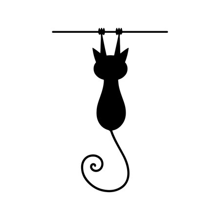 Black silhouette of a cat on a white background. Vector illustration.のイラスト素材