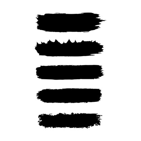 Set of black grunge brush strokes isolated on white background. Vector illustration.のイラスト素材