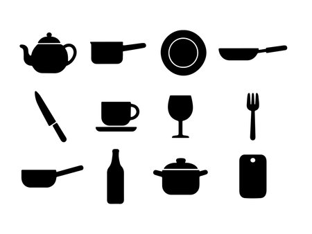 Kitchen Utensils Icons Set. Vector Illustration.のイラスト素材