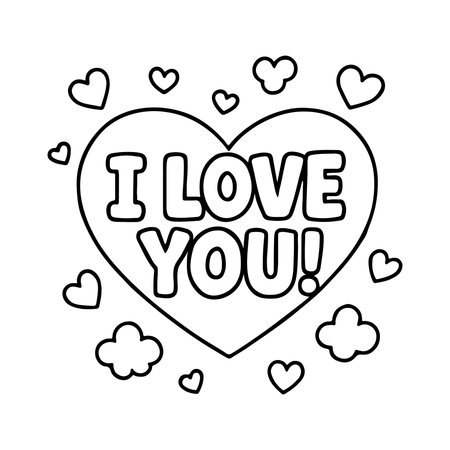 I love you hand drawn lettering in doodle style.のイラスト素材