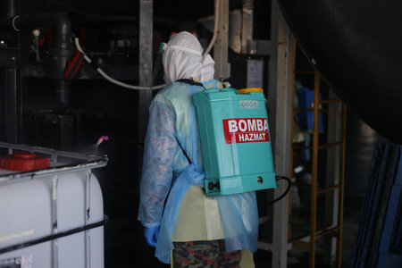 Seremban, November 15, 2020. Sanitation Operations at Top Glover Factory were carried out by Hazmat...