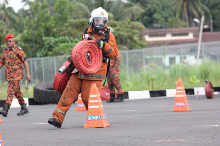 Seremban, September 29, 2018. The Competence Skills Competition for firefighters was held in Seremban.のeditorial素材