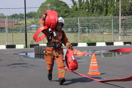 Seremban, September 29, 2018. The Competence Skills Competition for firefighters was held in Seremban.のeditorial素材
