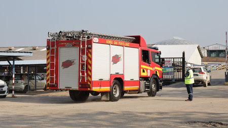 Port Dickson, Malaysia, March 2, 2021- The Hazmat Special Team of the Fire and Rescue Department of...