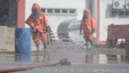 Seremban, Malaysia, February 17, 2021- Special Fire Department of the Fire and Rescue Department of Malaysia, conducts training to improve skills for firefightersのeditorial素材