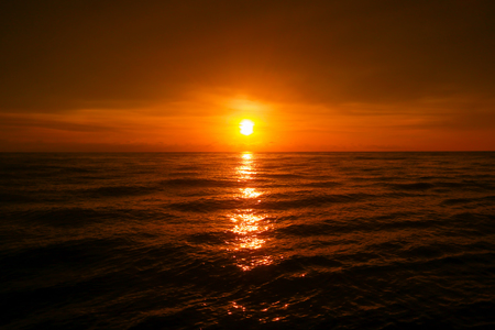 Scenic view of beautiful sunset above the sea. Beautiful cloud texture.の写真素材
