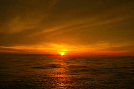 Scenic view of beautiful sunset above the sea. Beautiful cloud texture.の写真素材