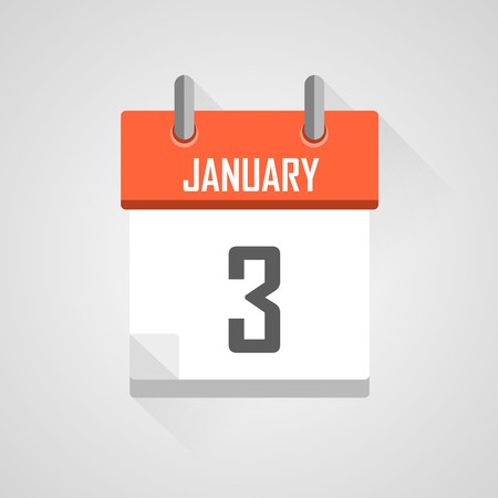 January 3, calendar date month icon with flat designの写真素材
