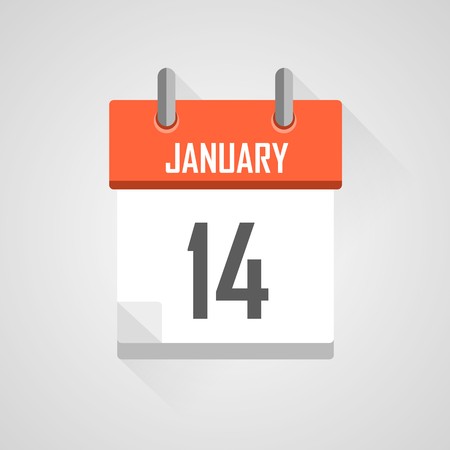 January 14, calendar date month icon with flat designの写真素材