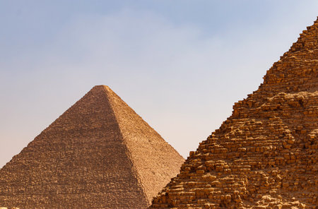 Pyramid of Khafre and Pyramid of Khafre in Giza, Egyptの写真素材